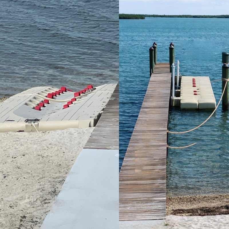 Floating dock installation before and after